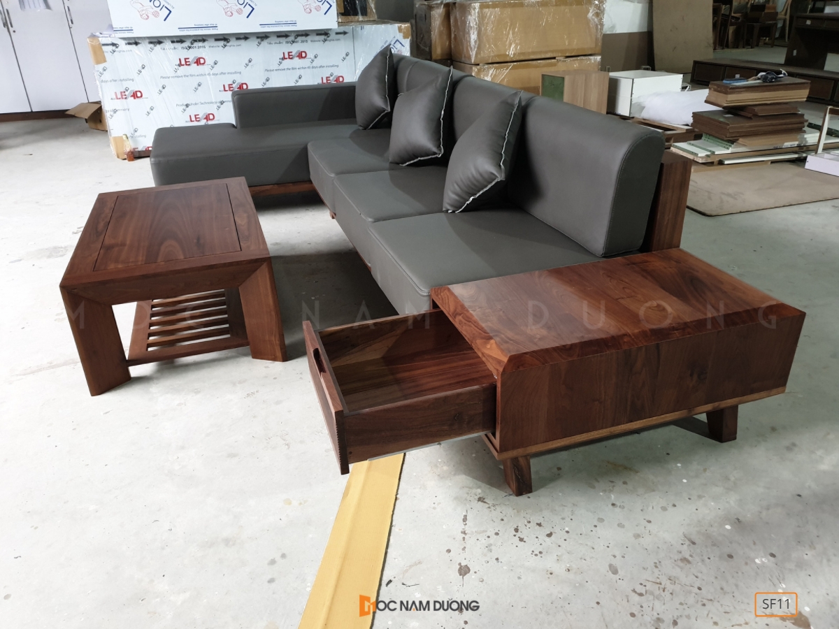 Sofa gỗ óc chó SF11