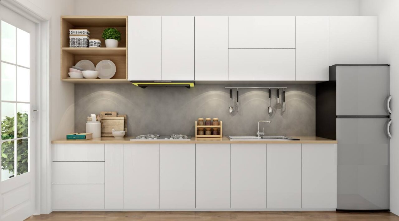 Tủ bếp dạng chữ I tối ưu không gian phòng bếp mà vẫn giữ được nét sang trọng nhất định