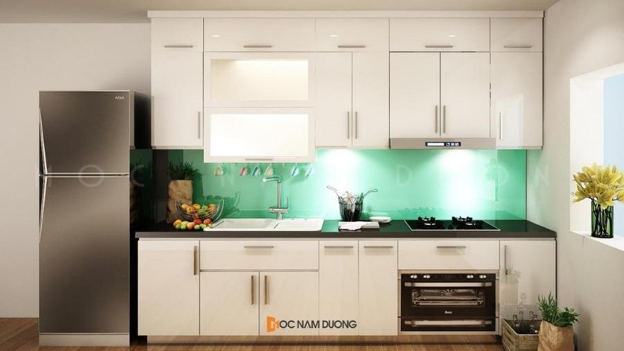 Tủ bếp đẹp với thiết kế hình chữ I gọn gàng và tối ưu công năng