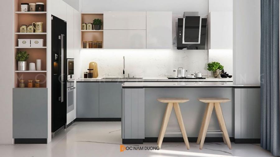 Thiết kế tủ bếp thông minh với sự tiện nghi đẹp mắt giúp căn bếp thêm bừng sáng