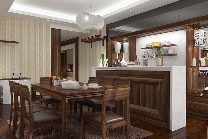 Thiết kế nội thất gỗ tự nhiên phòng bếp