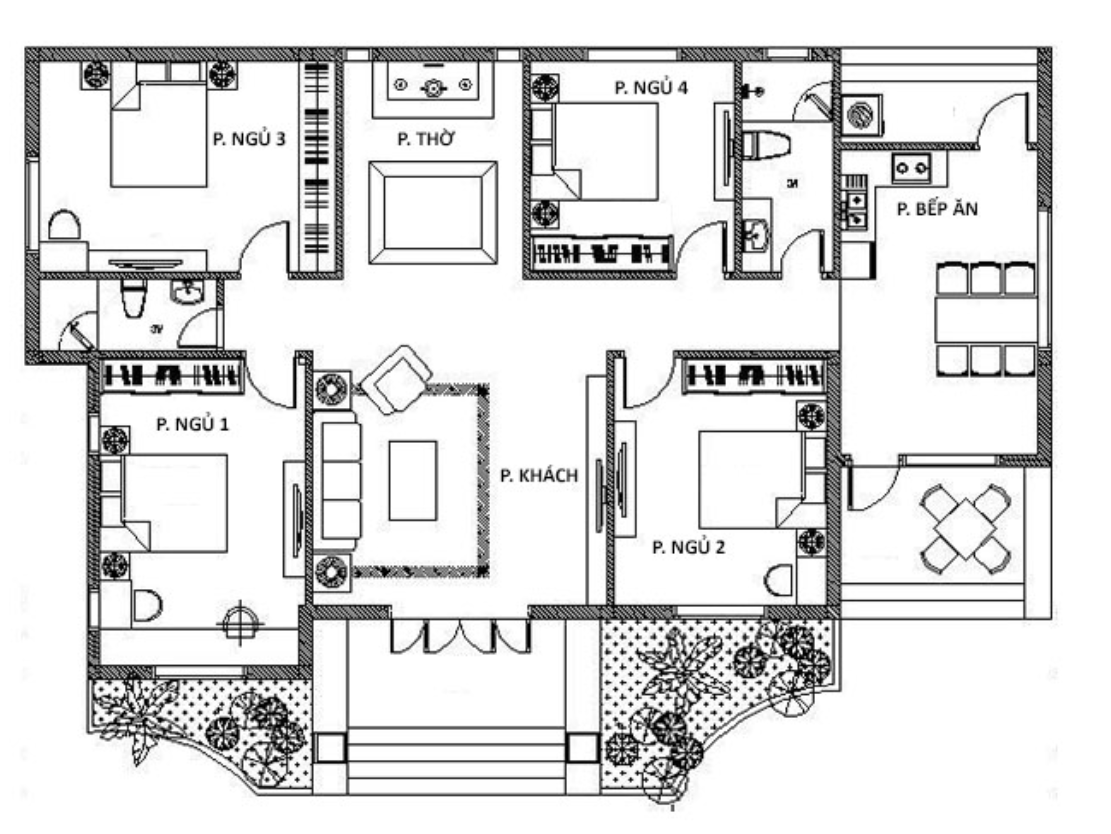 24 mẫu nhà Thái 1 tầng 4 phòng ngủ đẹp phần 3 năm 2023
