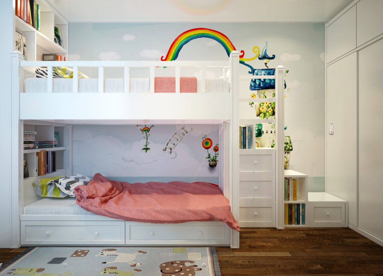 Giường tầng phân loại theo thiết kế gồm thiết kế công nghiệp và thiết kế kiểu gia đình.