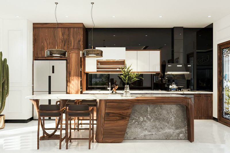 Thiết kế nội thất gỗ tự nhiên phòng bếp