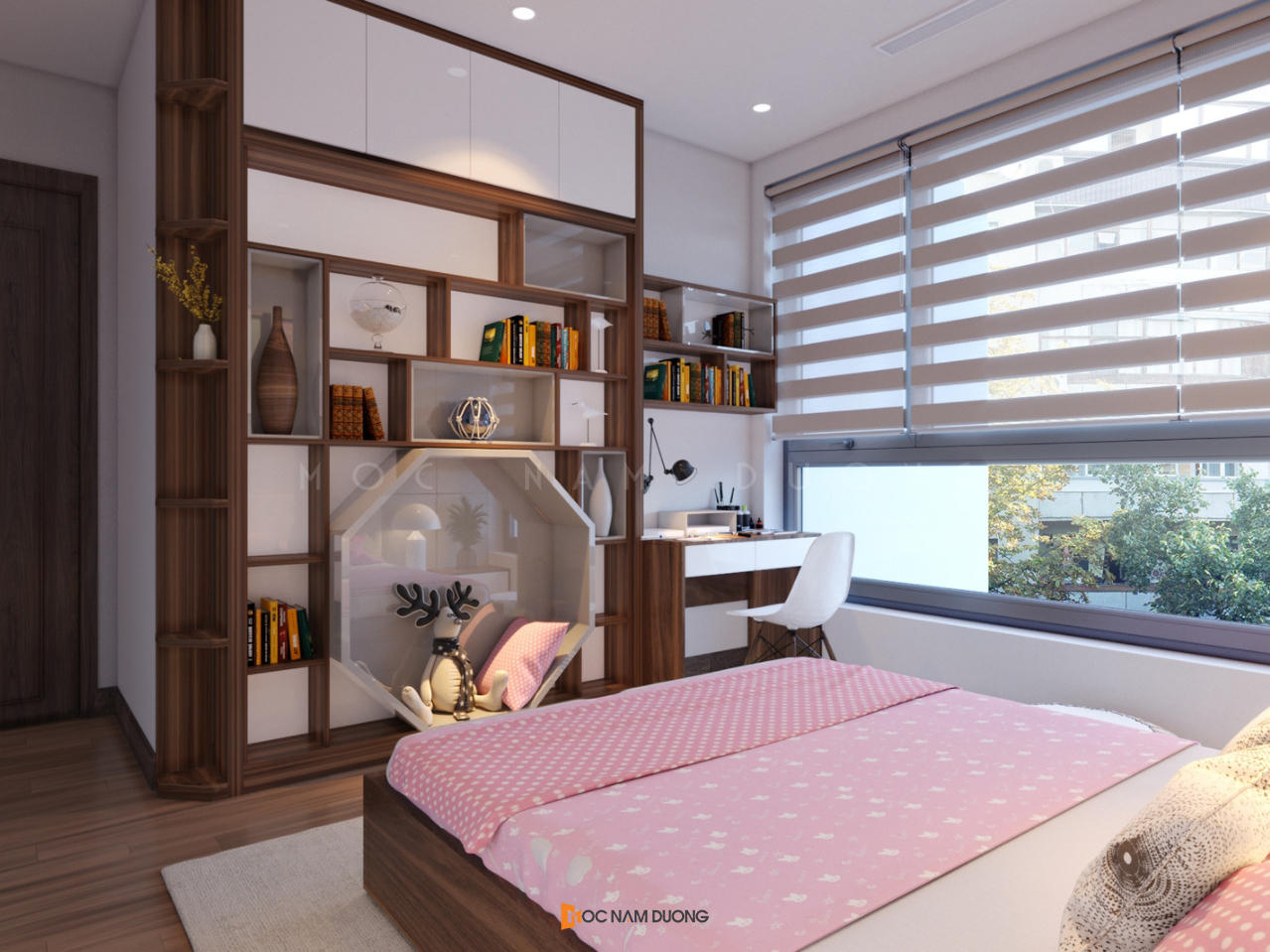 Mẫu thiết kế nội thất phòng ngủ bé gái siêu dễ thương: