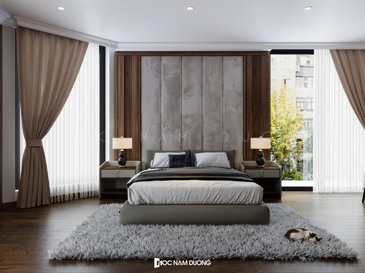 Mẫu thiết kế nội thất phòng ngủ master hiện đại đẹp: