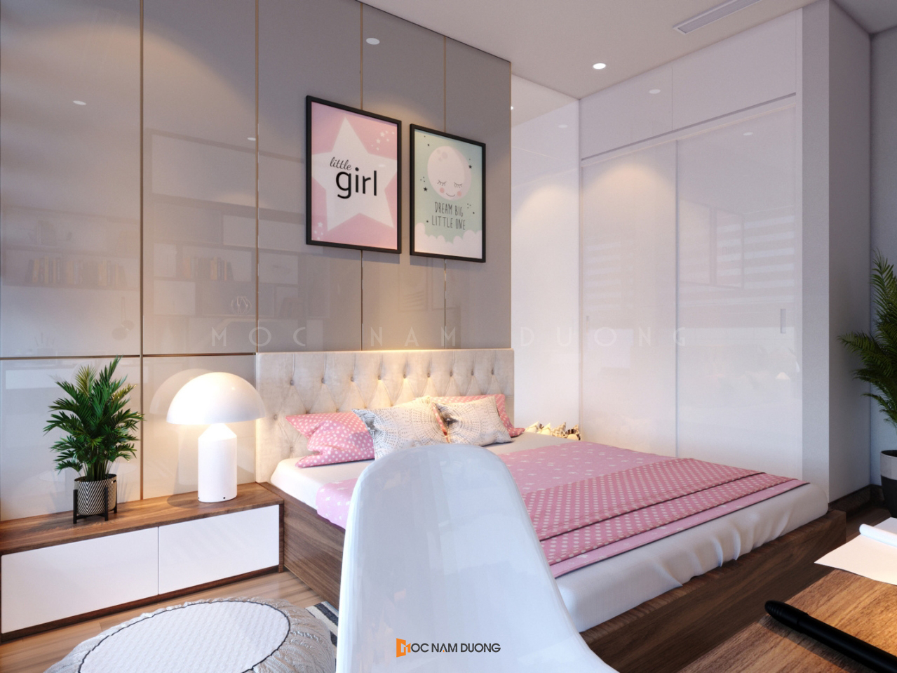 Mẫu thiết kế nội thất phòng ngủ bé gái siêu dễ thương: