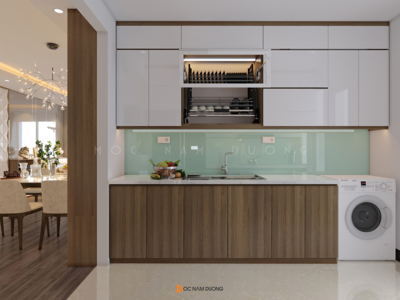 Những căn hộ nhỏ hẹp thì nên bố trí nội thất nhà bếp chung cư với không gian mở