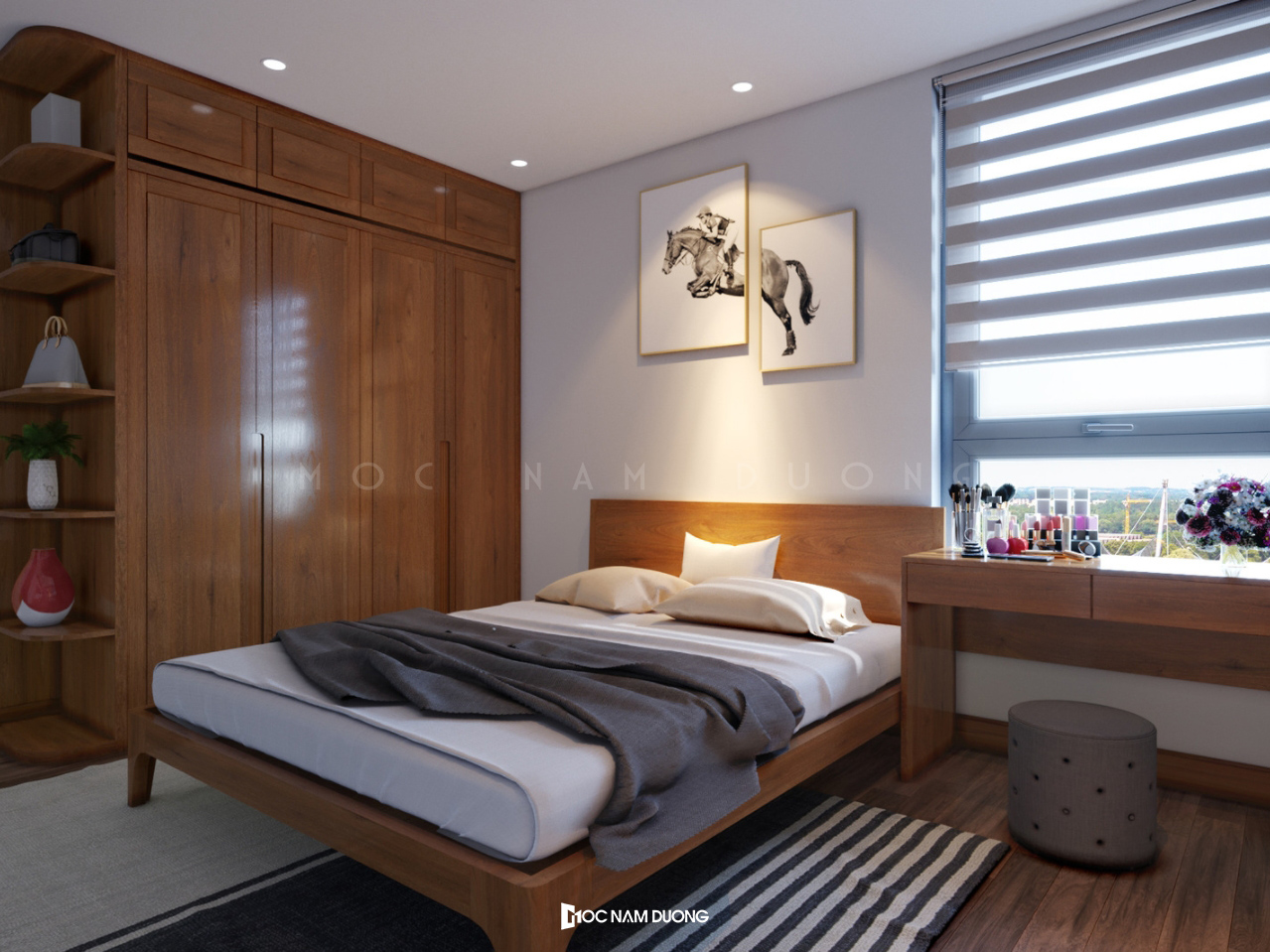 Mẫu thiết kế phòng ngủ đẹp phong cách hiện đại đơn giản từ gỗ công nghiệp
