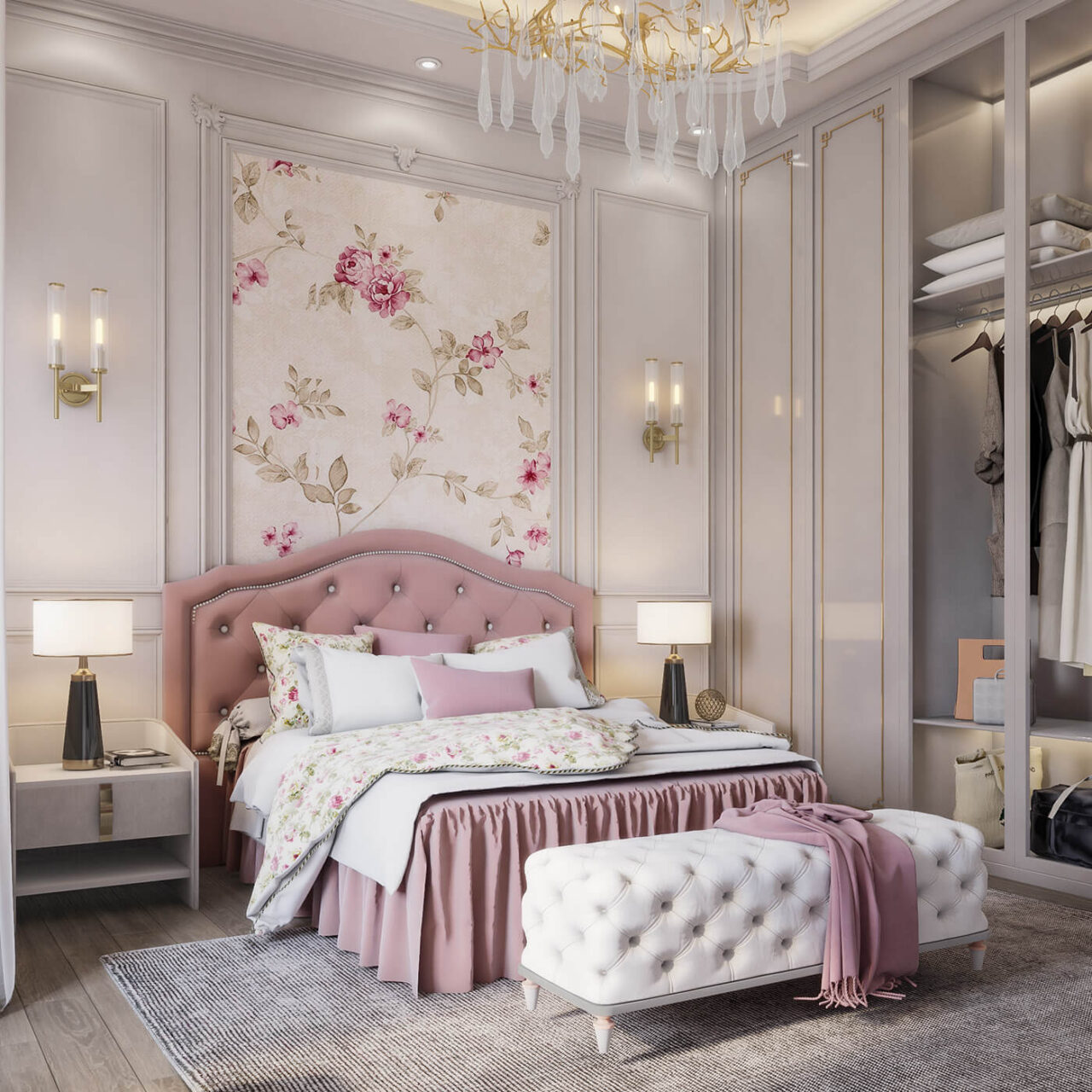 Thiết kế phòng ngủ nhỏ phong cách thiết kế tân cổ điển chính là sự giao thoa của vẻ đẹp cổ điển và hiện đại