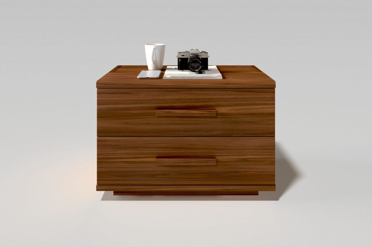 Tab đầu giường được thiết kế 2 ngăn kéo, làm 100% gỗ tự nhiên 