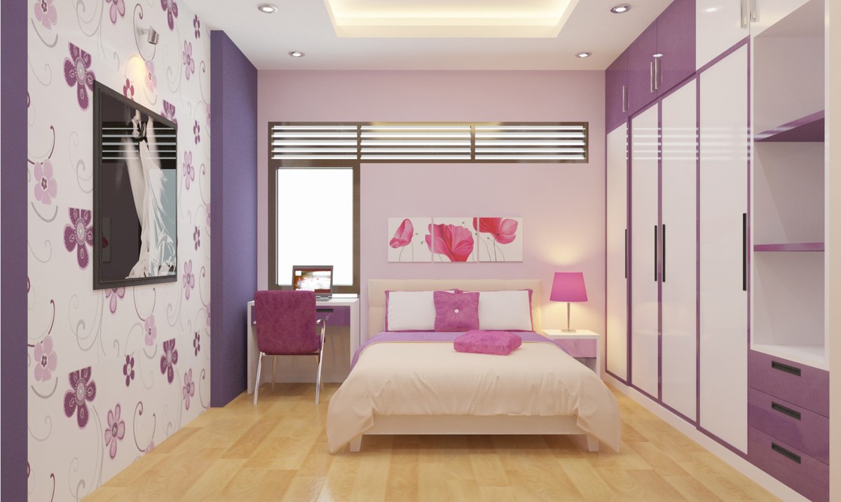 Phòng ngủ màu tím pastel đẹp