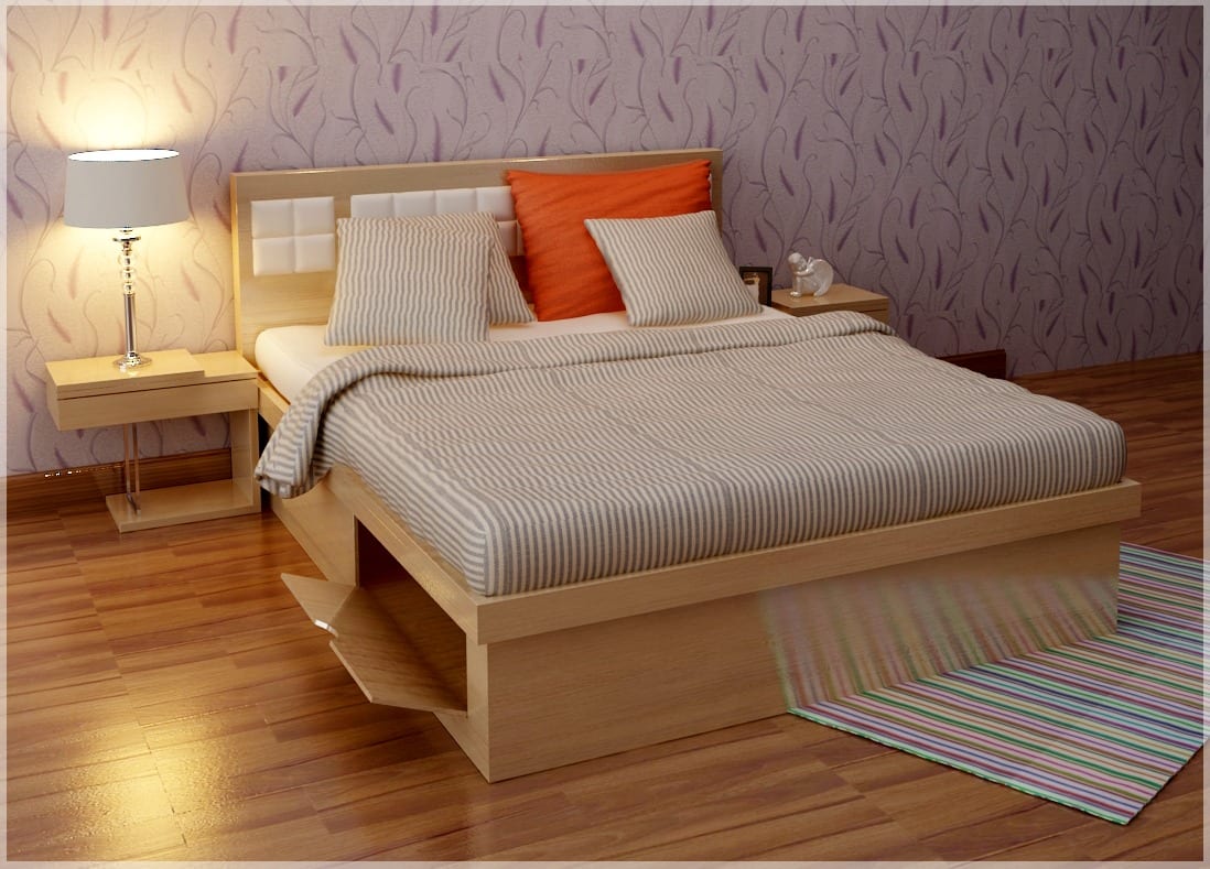 Giường gỗ thông kiểu Hàn đơn giản