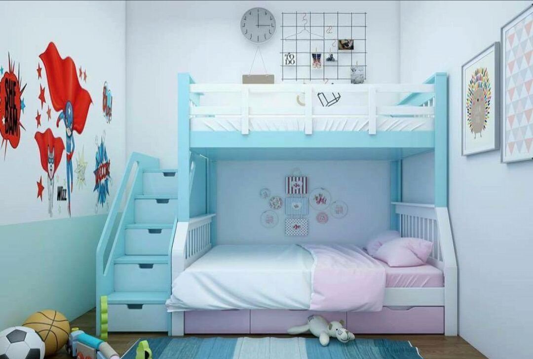 Giường hai tầng cho bé trai kết hợp ngăn kéo tiện ích 