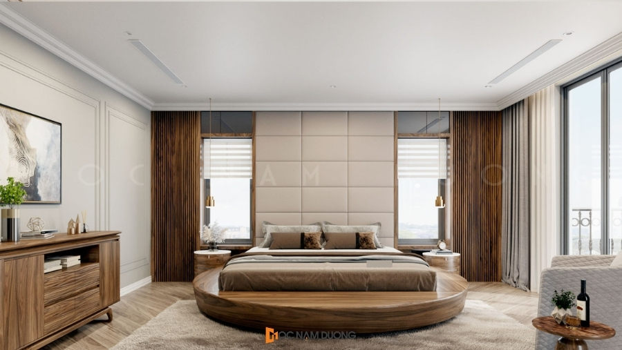 Mẫu giường phản gỗ đẹp hình tròn