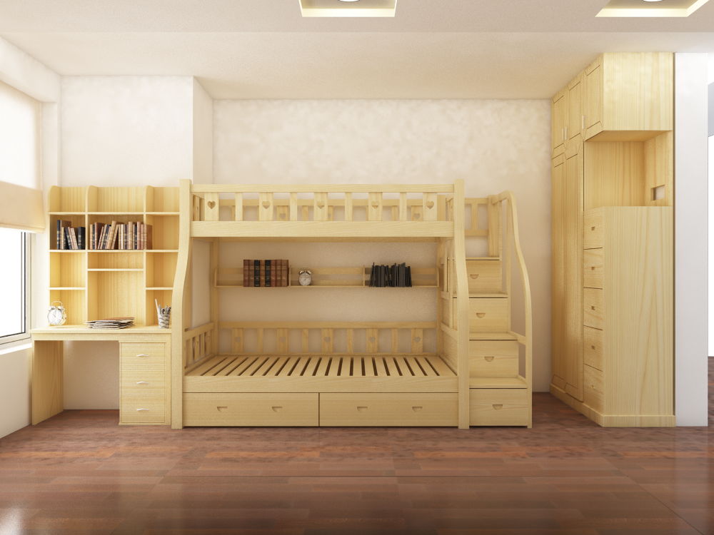 Mẫu giường tầng đơn giản cho bé đơn giản tại nhà 