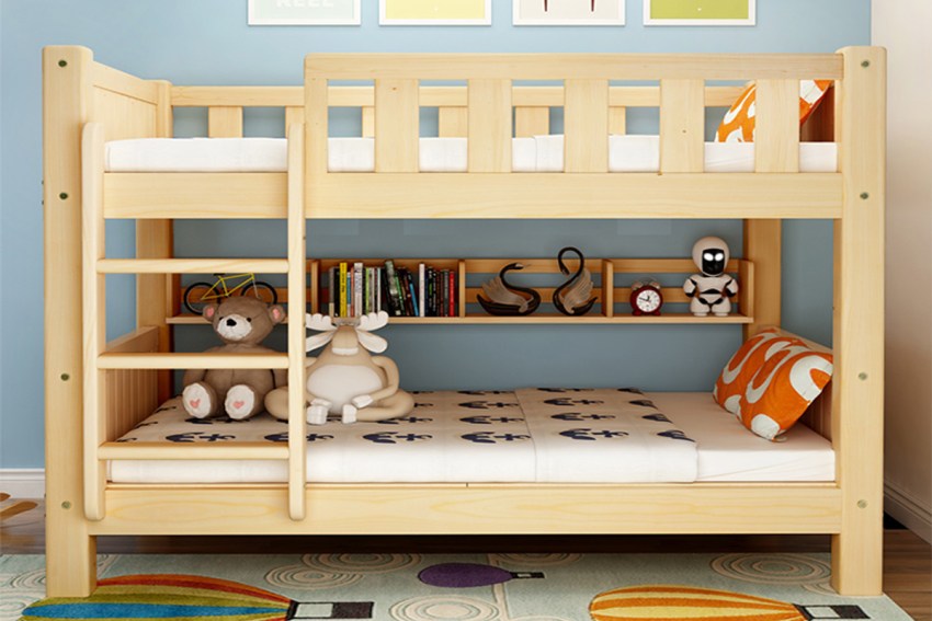 Mẫu giường tầng gỗ cho bé trai đơn giản 