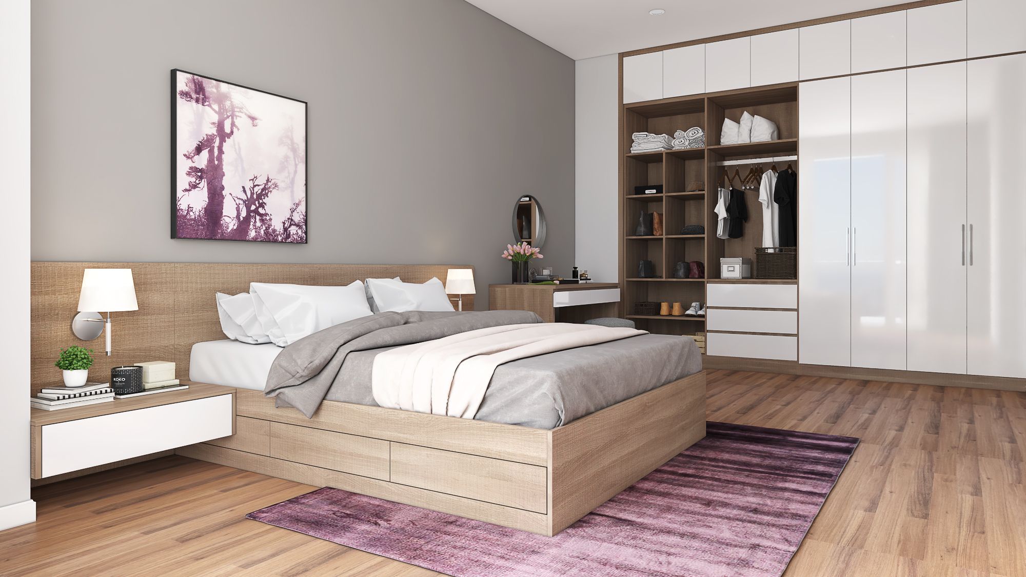 Mẫu giường tủ gỗ công nghiệp