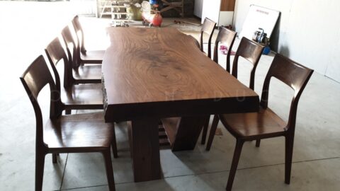 bộ bàn ăn 8 ghế hiện đại gỗ óc chó