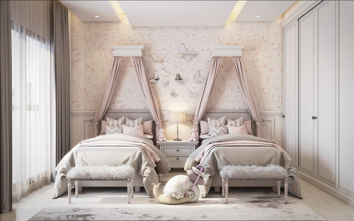 Mẫu giường công chúa dành cho bé gái 