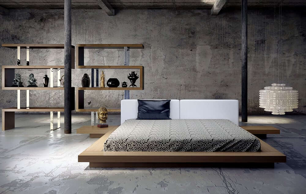Mẫu giường Nhật gỗ công nghiệp với thiết kế tối giản 