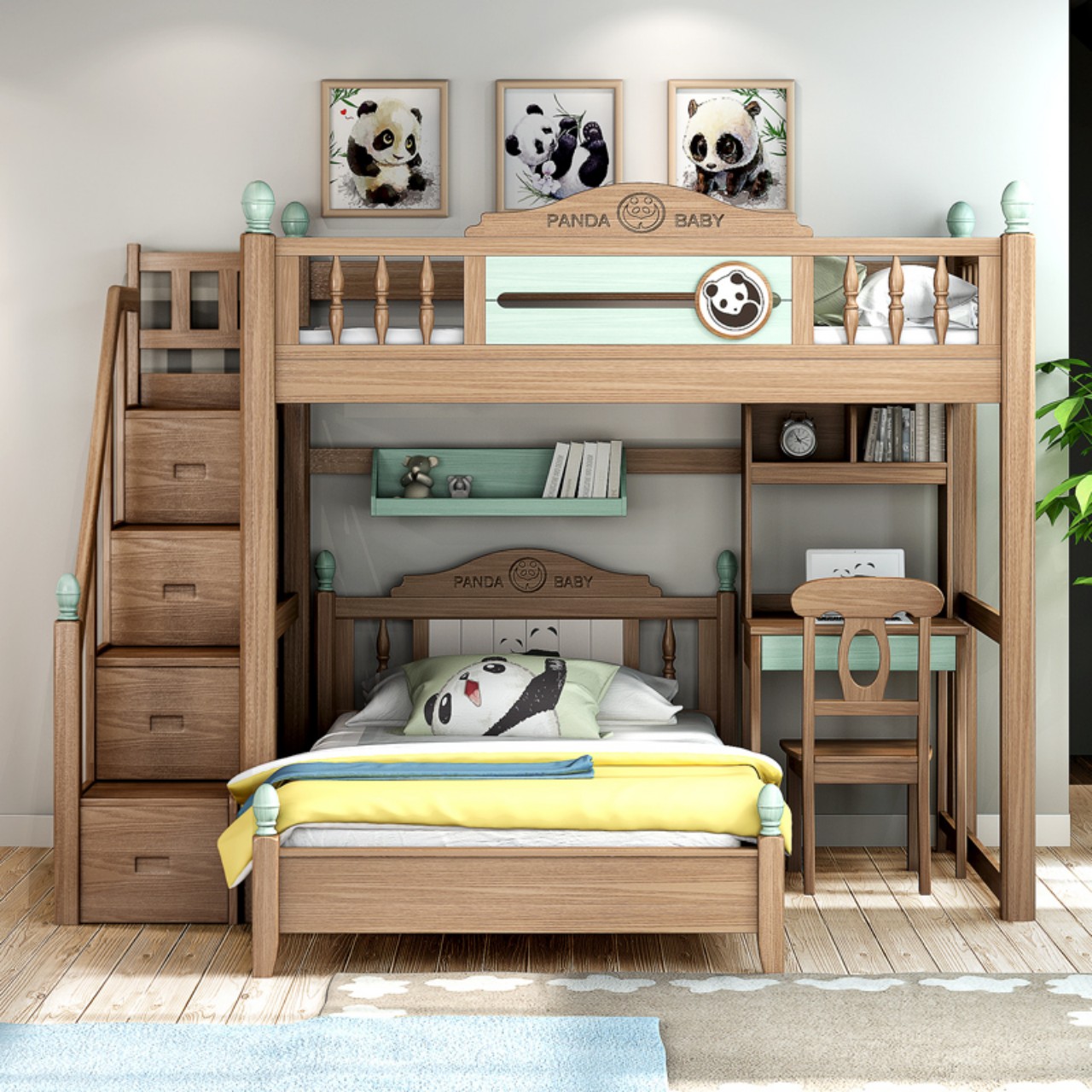 Mẫu giường tầng cho bé bằng gỗ tự nhiên có độ bền cao 