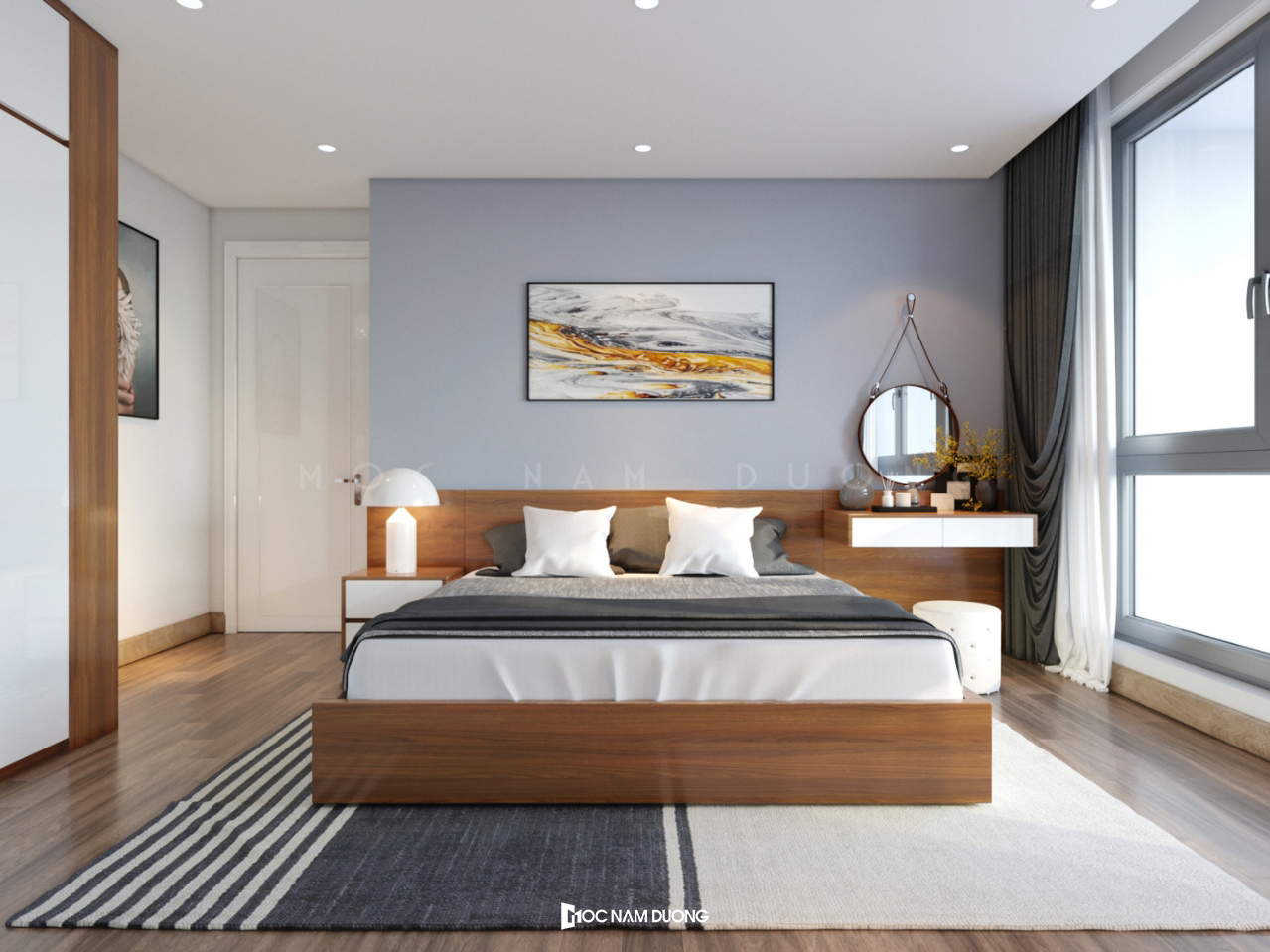 Vách tường được ốp gỗ sẽ là sự bổ sung ấm áp tuyệt vời cho căn phòng ngủ của bạn