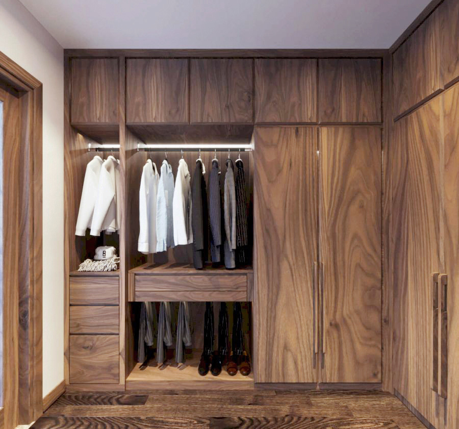 tủ quần áo phòng ngủ hiện đại bằng gỗ tự nhiên