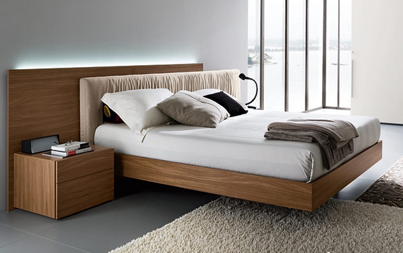 Mẫu giường gỗ công nghiệp có chân ẩn hiện đại 