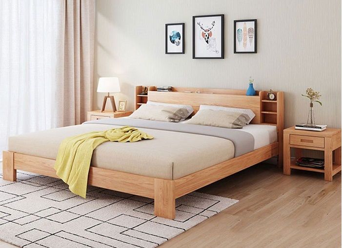 Mẫu giường gỗ công nghiệp hiện đại có chân chắc chắn 