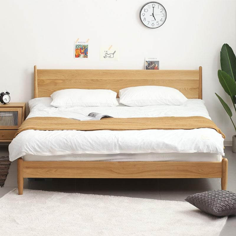 Mẫu giường gỗ công nghiệp có chân với thiết kế đơn giản 