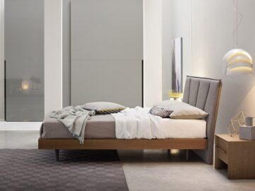 Mẫu giường gỗ công nghiệp có chân với thiết kế đơn giản