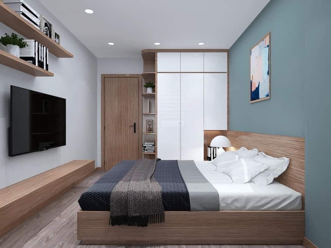 Combo giường tủ gỗ công nghiệp MDF với thiết kế đơn giản 