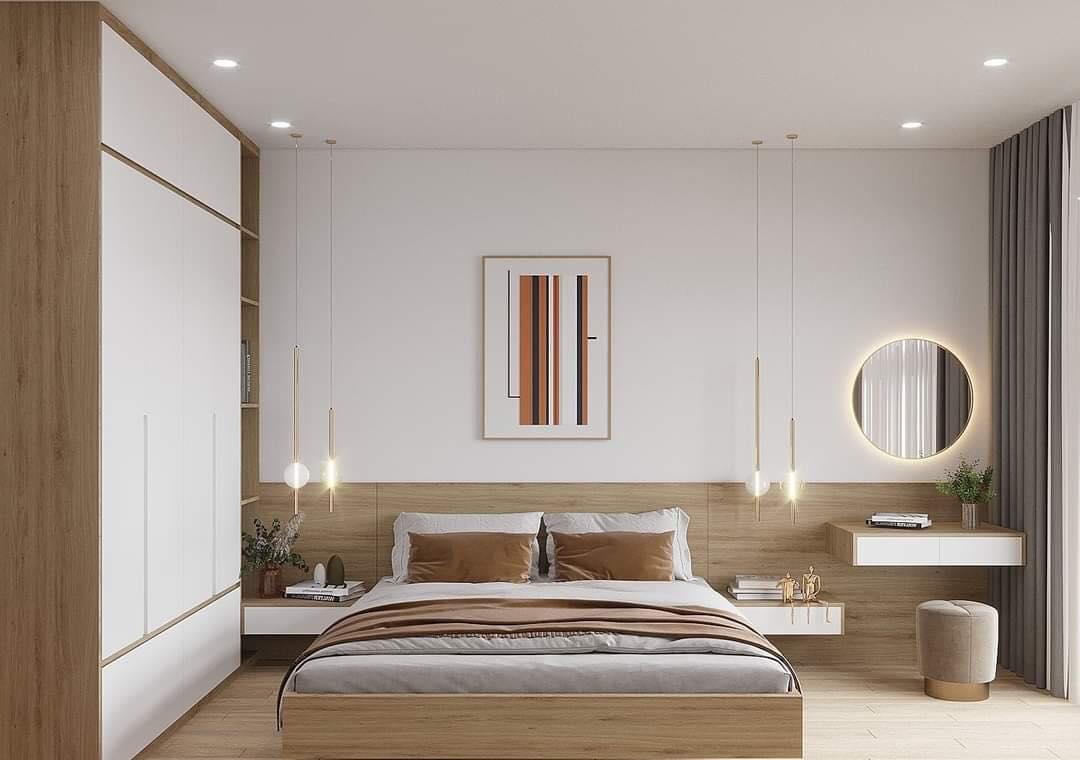 Mẫu giường ngủ gỗ công nghiệp An Cường với thiết kế hiện đại, đơn giản 