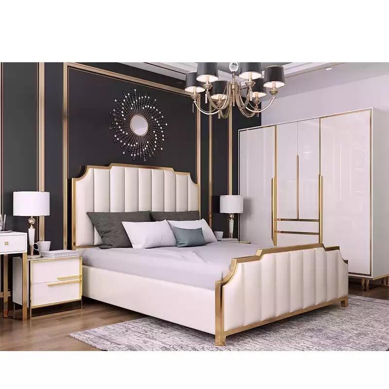 Giường gỗ công nghiệp màu trắng với thiết kế sang trọng 