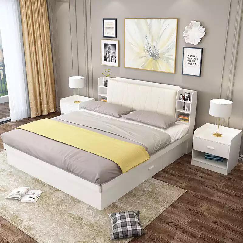 Bí quyết kết hợp giường gỗ công nghiệp màu trắng hợp với nội thất phòng ngủ