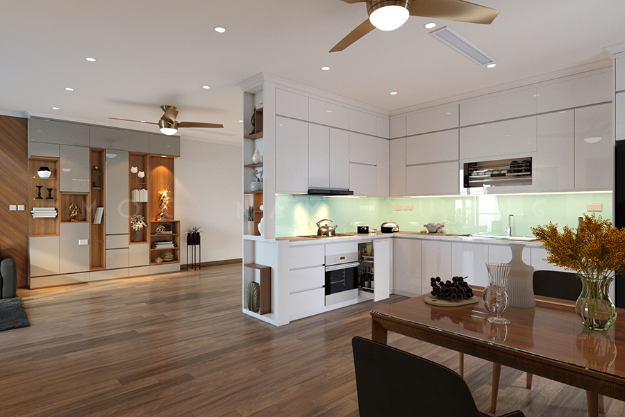 Nội thất gỗ công nghiệp có công năng đa dạng, ứng dụng trong nội thất phòng bếp