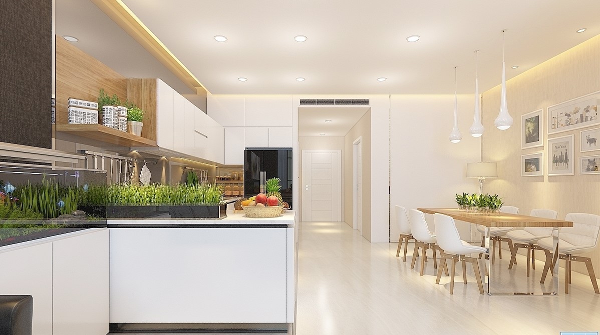 Không gian phòng bếp thiết kế nhà tối giản