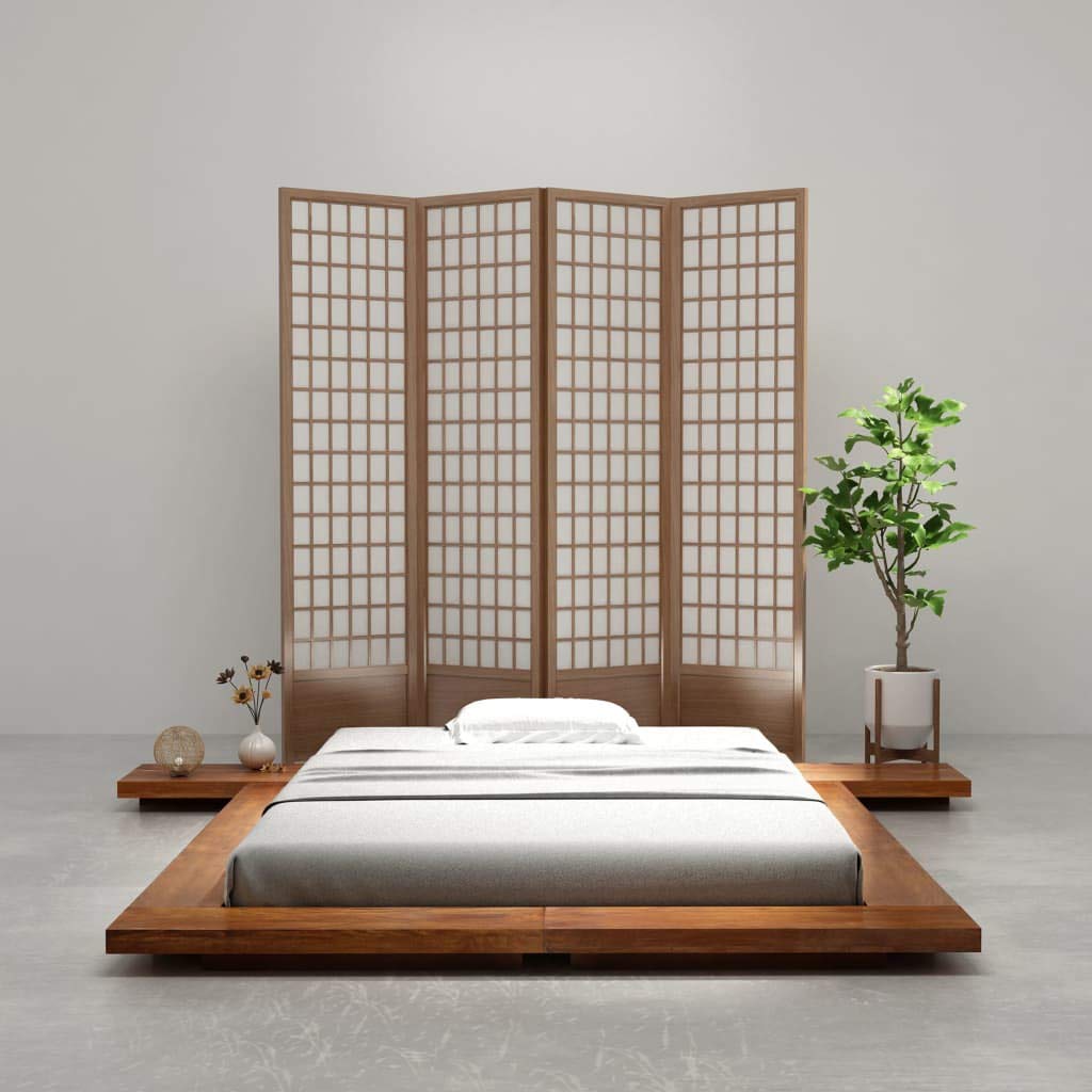 Mẫu giường ngủ gỗ tự nhiên kiểu nhật đẹp