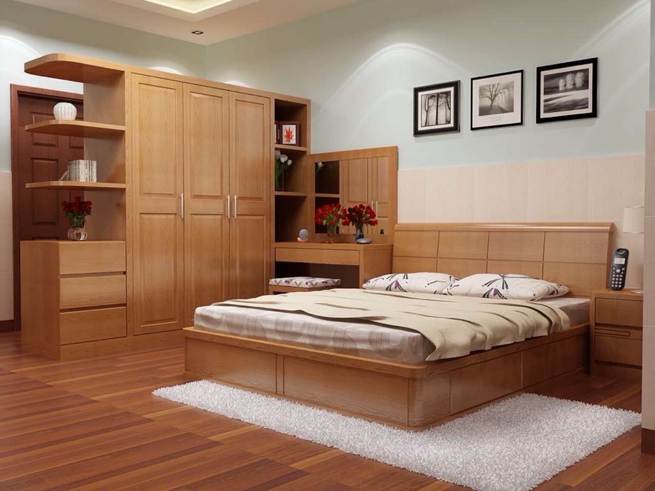 mẫu giường gỗ sồi đẹp